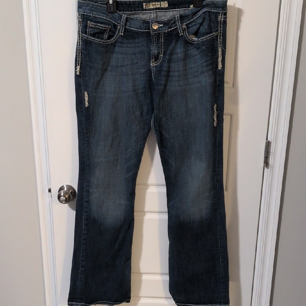 BKE Women's Boot Cut Jeans in Dark Blue